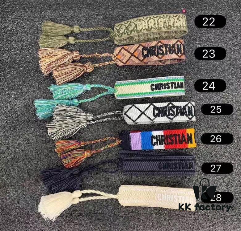 Dior Knitted Adjustable Tassel Bracelet – Authentic Embroidered Design, Not Printed, Matching Original Retail Version
