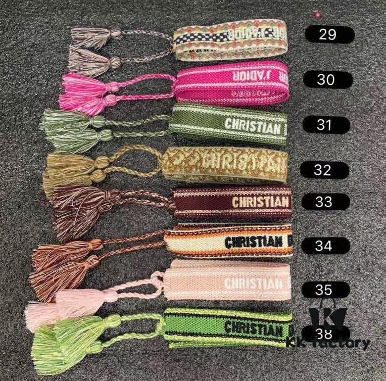 Dior Knitted Adjustable Tassel Bracelet – Authentic Embroidered Design, Not Printed, Matching Original Retail Version