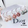 Dior Luxury Jewelry Rose Compass Eight-Pointed Star Stud Earrings - Exquisite Compass Rose Design, S925 Sterling Silver with Natural Turquoise, White Mother of Pearl, and Red Agate