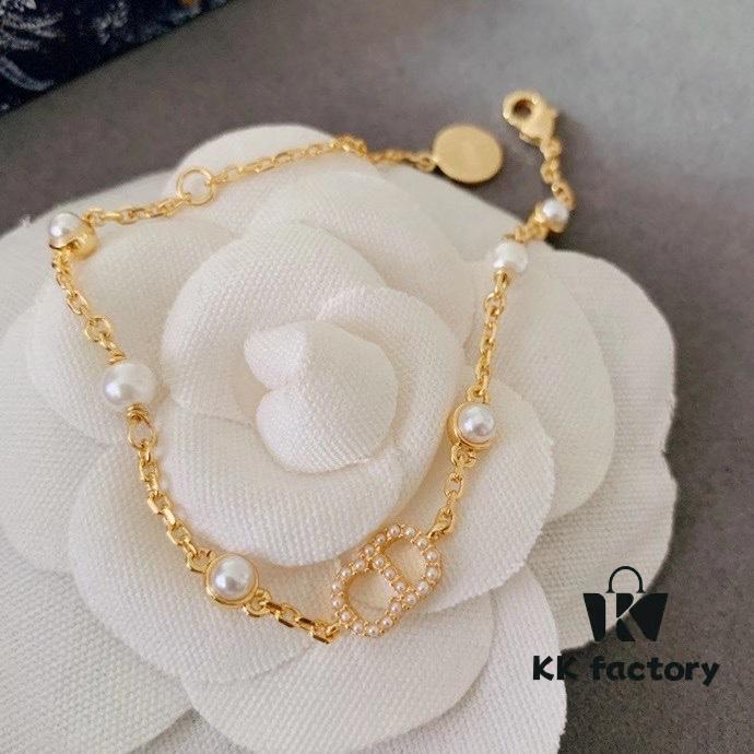 Dior【CD Necklace + Bracelet + Stud Earrings】Set (with Original Packaging, Free Shipping)