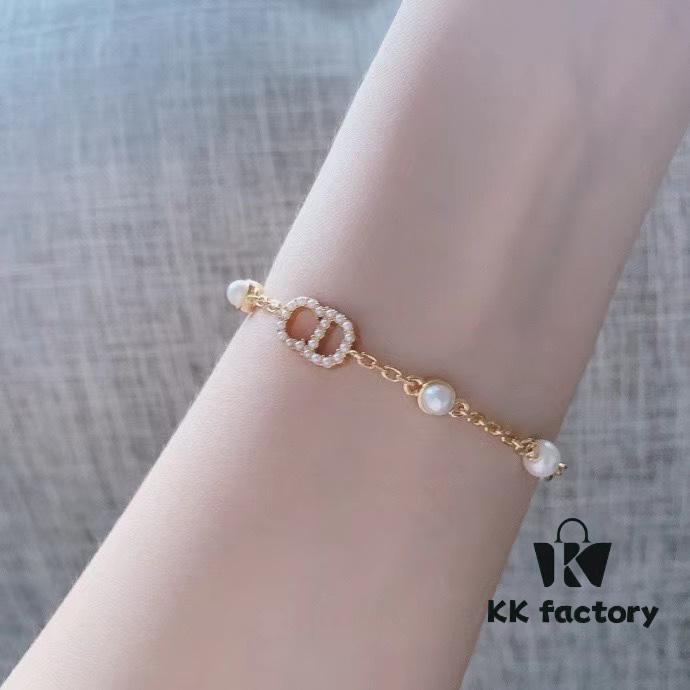 Dior【CD Necklace + Bracelet + Stud Earrings】Set (with Original Packaging, Free Shipping)