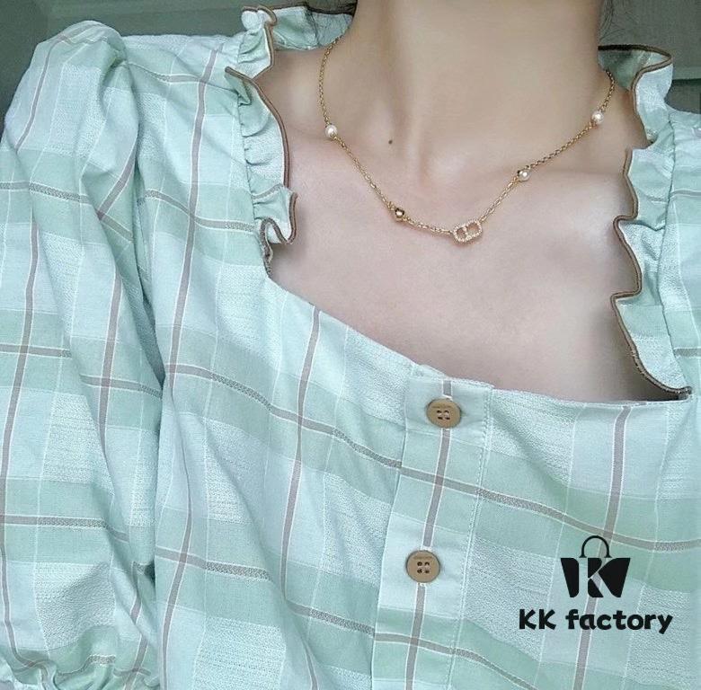 Dior【CD Necklace + Bracelet + Stud Earrings】Set (with Original Packaging, Free Shipping)