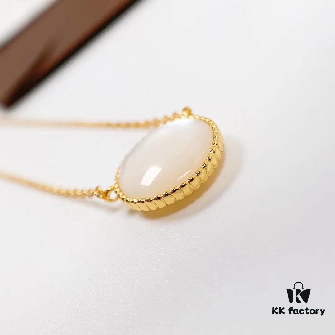 Dior Limited Edition Compass Necklace (Mother-of-Pearl Stone, Pearl White) (Sterling Silver with Gold Plating)