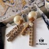Dior Vintage Double Plate Pearl and Rhinestone Earrings