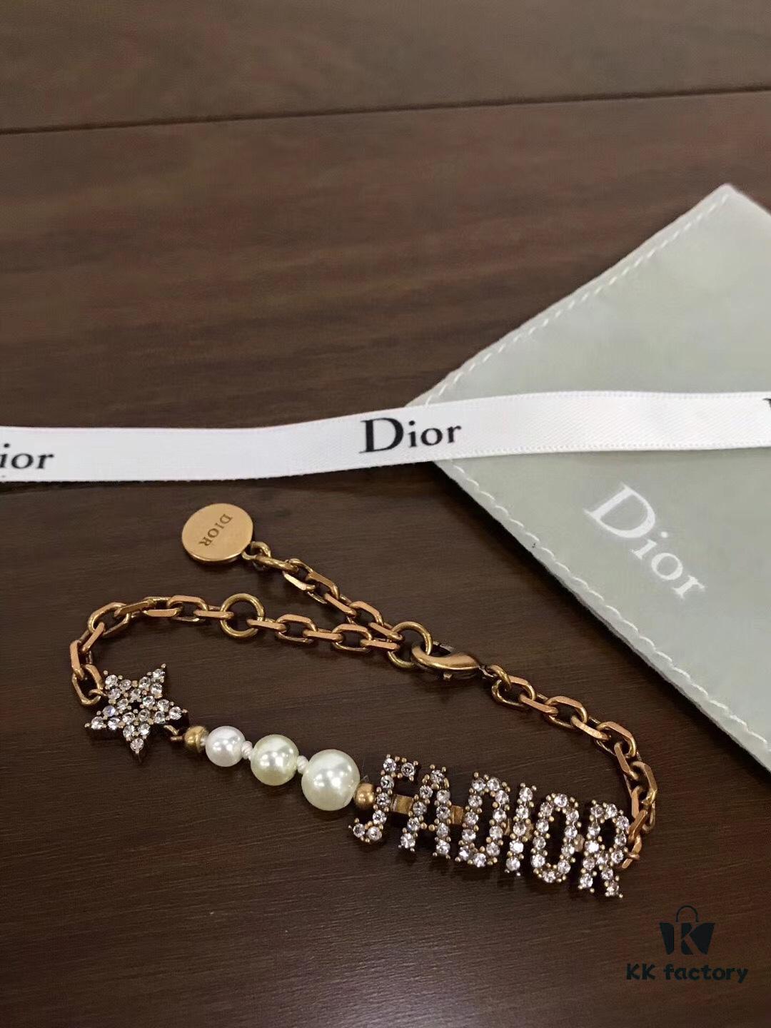 Jadior Letter Bracelet with Full Diamond Design, Pearl and Metal Accents, Adjustable Length for All Wrist Sizes