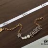 Jadior Letter Bracelet with Full Diamond Design, Pearl and Metal Accents, Adjustable Length for All Wrist Sizes