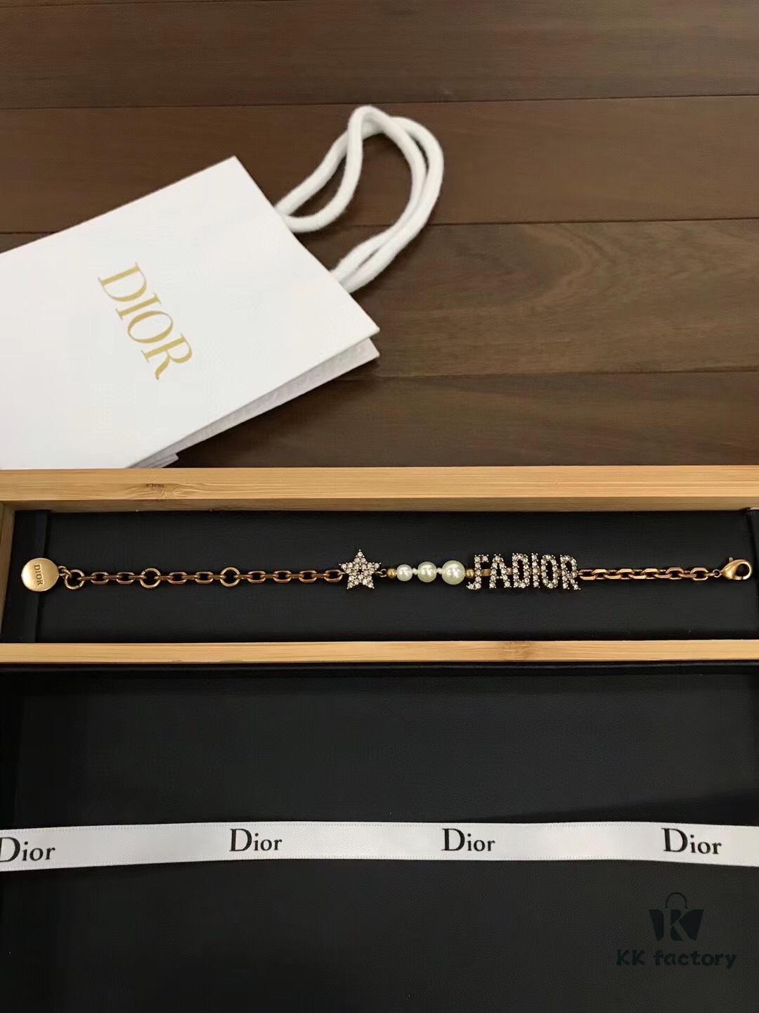 Jadior Letter Bracelet with Full Diamond Design, Pearl and Metal Accents, Adjustable Length for All Wrist Sizes