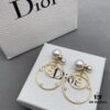 Dior Pearl CD Earrings with Intersecting Large and Small Hoop Design, Adorable and Elegant, Delicately Ethereal