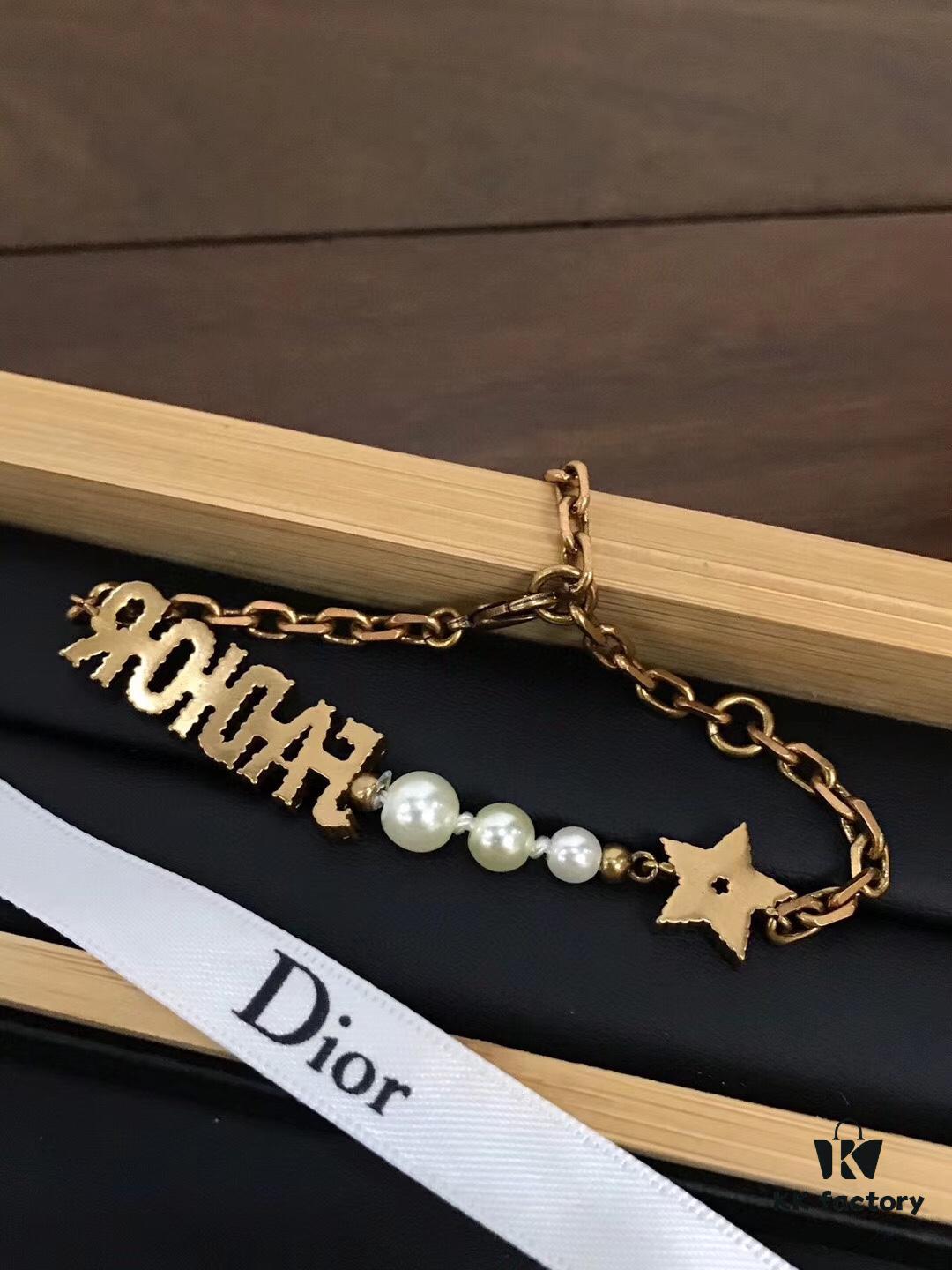 Jadior Letter Bracelet with Full Diamond Design, Pearl and Metal Accents, Adjustable Length for All Wrist Sizes