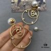 Dior Pearl CD Earrings with Intersecting Large and Small Hoop Design, Adorable and Elegant, Delicately Ethereal