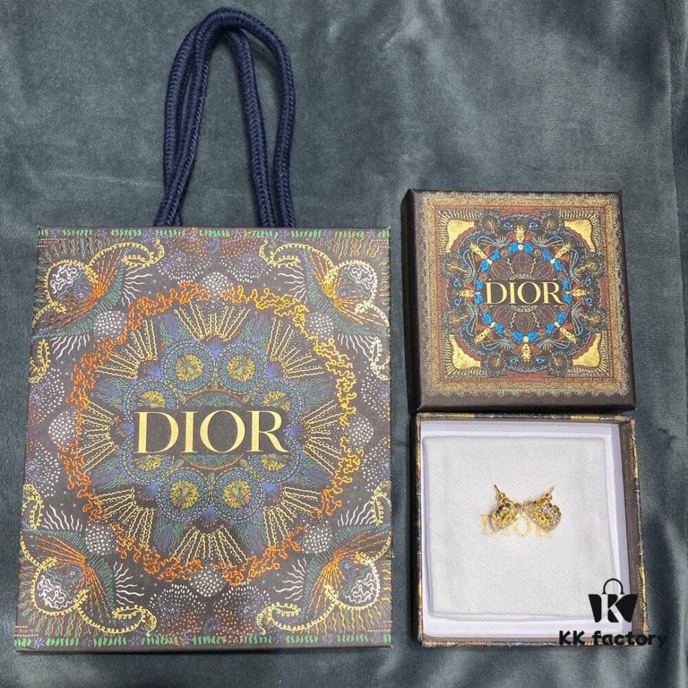 Dior Heart-Shaped Rhinestone Stud Earrings