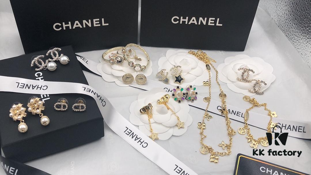 2021 Dior Chanel Autumn/Winter New Arrival Earrings, Necklace, Bracelet, Ring, 1:1 Authentic Replica with Engraved Logo, Brass Material with Sterling Silver Pin