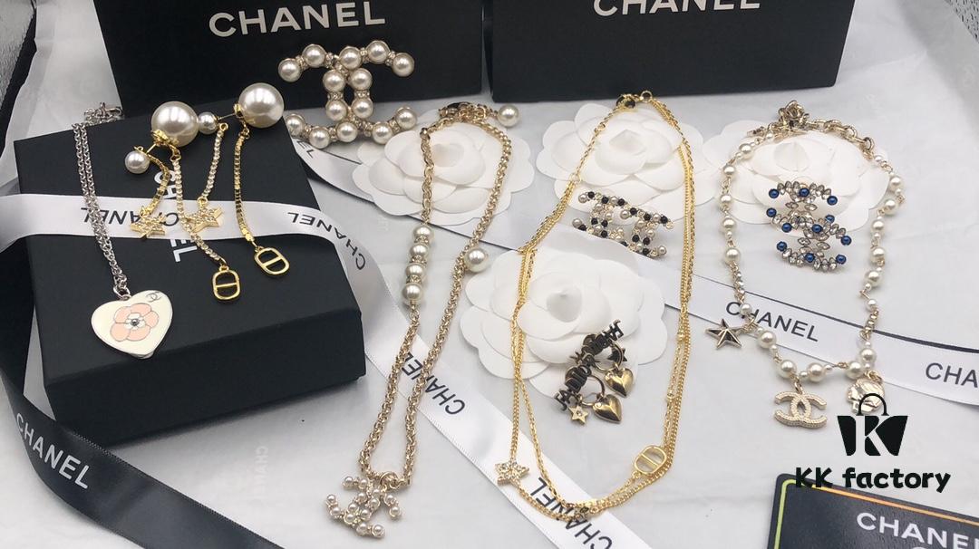 2021 Dior Chanel Autumn/Winter New Arrival Earrings, Necklace, Bracelet, Ring, 1:1 Authentic Replica with Engraved Logo, Brass Material with Sterling Silver Pin