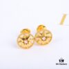 Dior Rose des Vents Collection - 18K Gold Plated Real Diamond Stud Earrings, Two Colors Available: Gold with White Shell, Rose Gold with Pink Opal