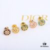 Dior Rose des Vents Collection - 18K Gold Plated Real Diamond Stud Earrings, Two Colors Available: Gold with White Shell, Rose Gold with Pink Opal