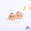 Dior Rose des Vents Collection - 18K Gold Plated Real Diamond Stud Earrings, Two Colors Available: Gold with White Shell, Rose Gold with Pink Opal