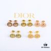 Dior Rose des Vents Collection - 18K Gold Plated Real Diamond Stud Earrings, Two Colors Available: Gold with White Shell, Rose Gold with Pink Opal