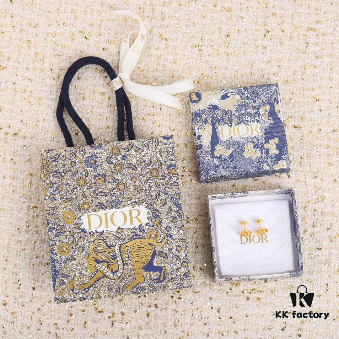 Dior Rose des Vents Collection - 18K Gold Plated Real Diamond Stud Earrings, Two Colors Available: Gold with White Shell, Rose Gold with Pink Opal