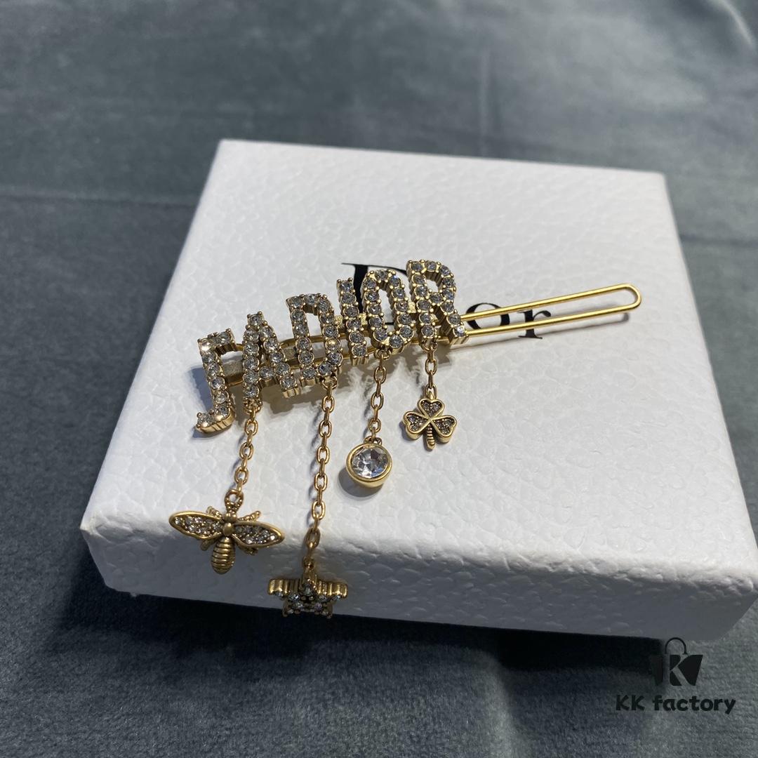 Bee-inspired Dior-style Tassel Drop Hair Clip, Brass Material