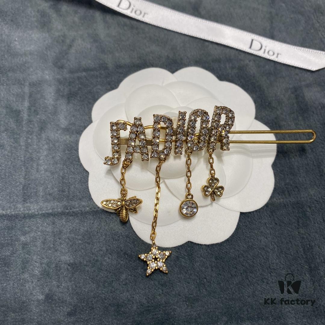 Bee-inspired Dior-style Tassel Drop Hair Clip, Brass Material