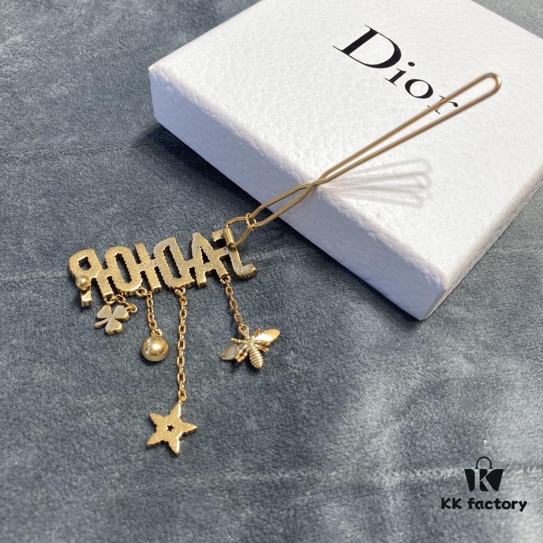 Bee-inspired Dior-style Tassel Drop Hair Clip, Brass Material