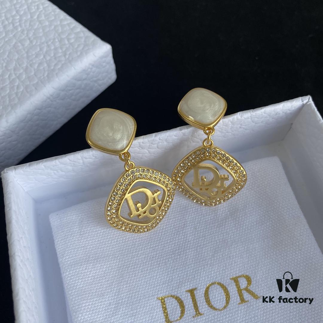 Dior New Logo Square Stud Earrings
