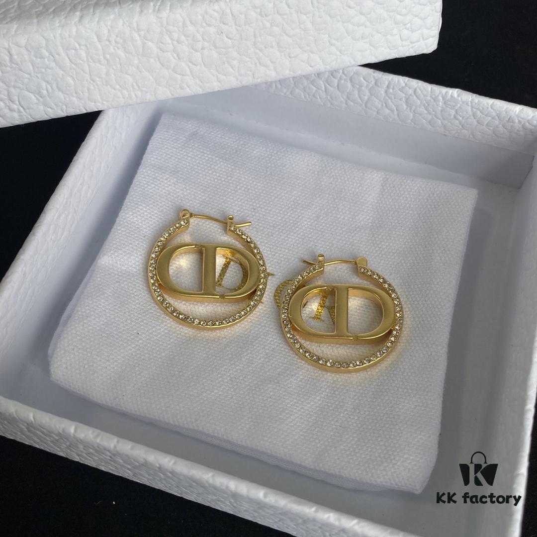 Dior New CD Full Diamond Stud Earrings ✨