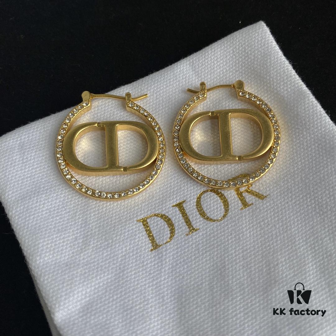 Dior New CD Full Diamond Stud Earrings ✨