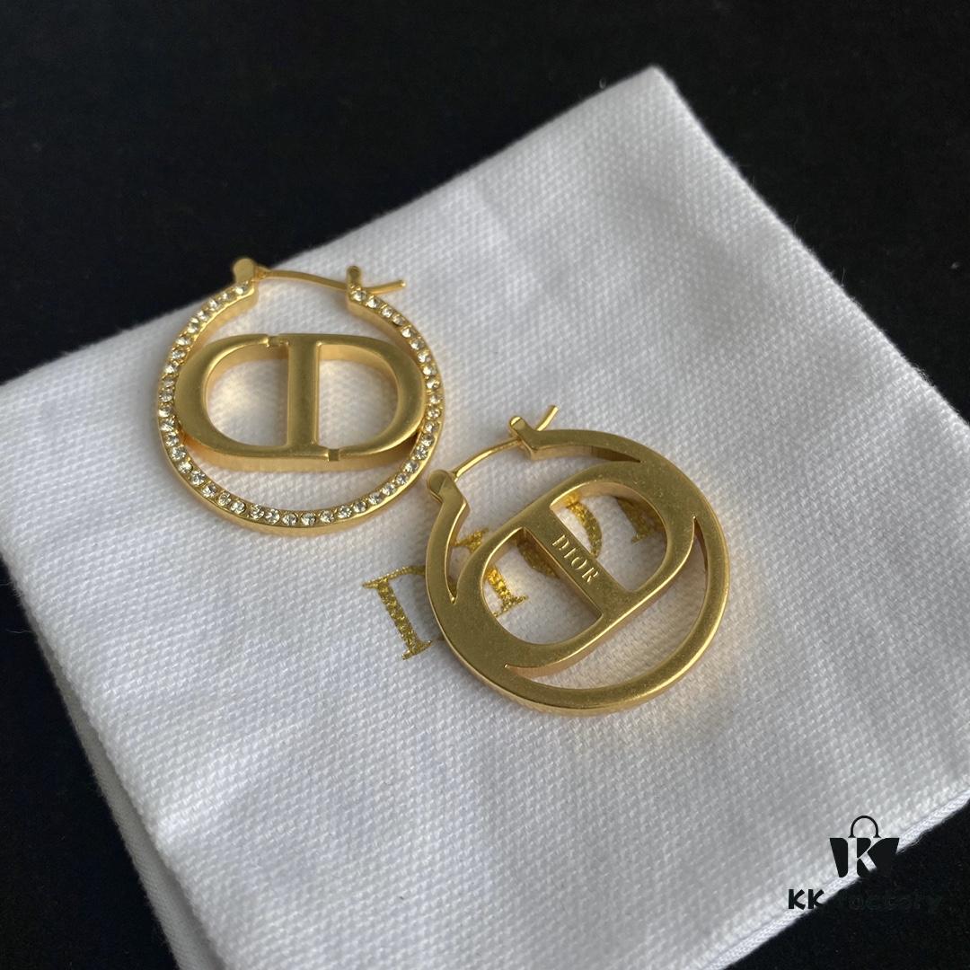 Dior New CD Full Diamond Stud Earrings ✨