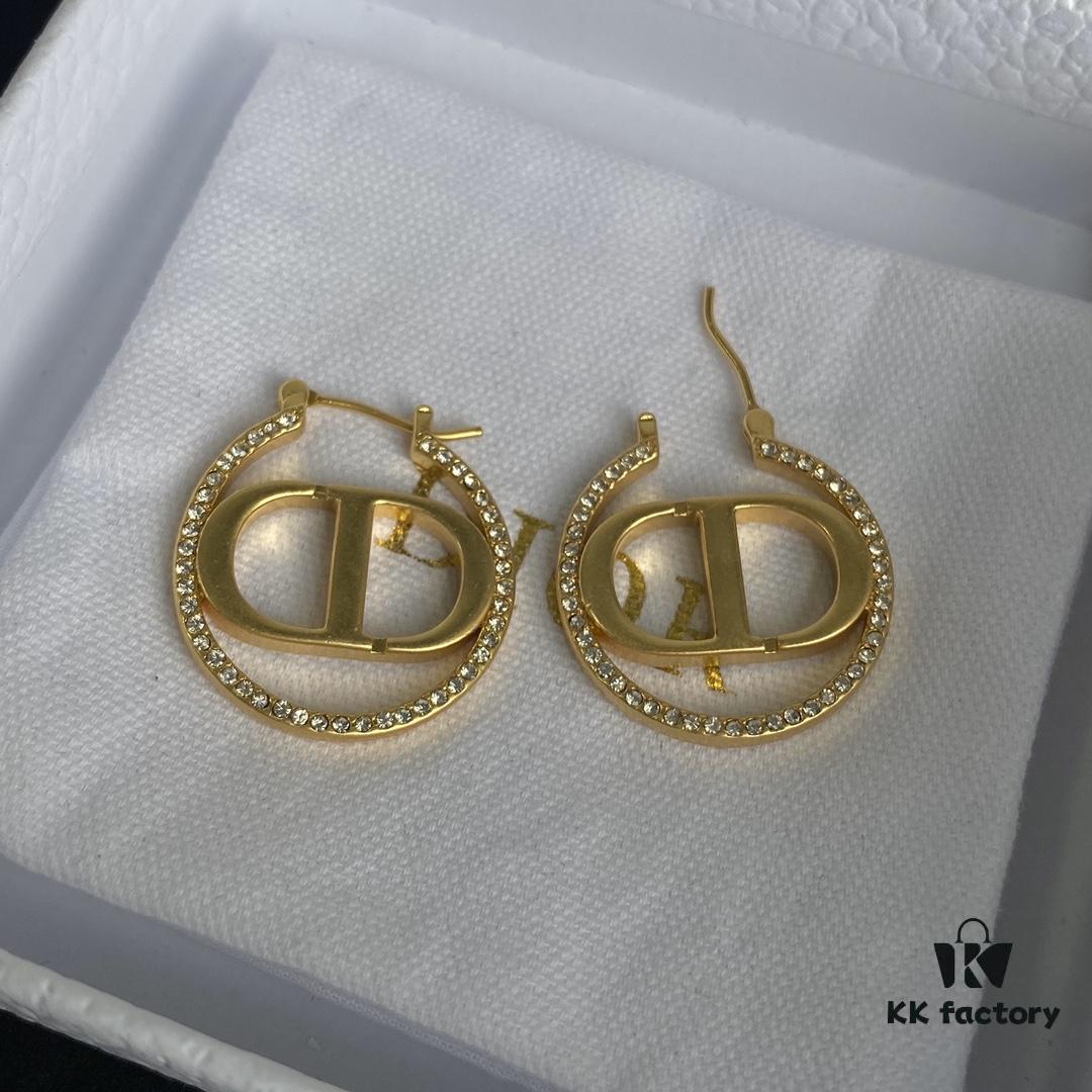 Dior New CD Full Diamond Stud Earrings ✨