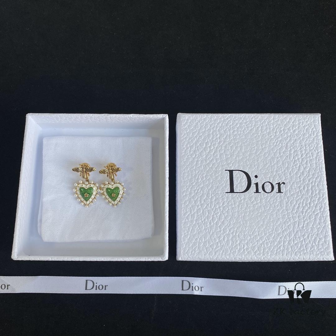 Dior Bee Pearl Stud Earrings with Hanging Star Design