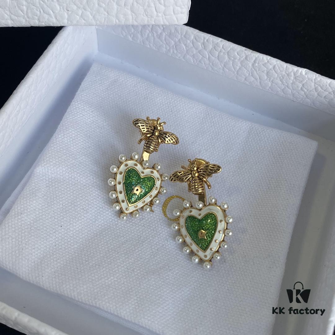 Dior Bee Pearl Stud Earrings with Hanging Star Design