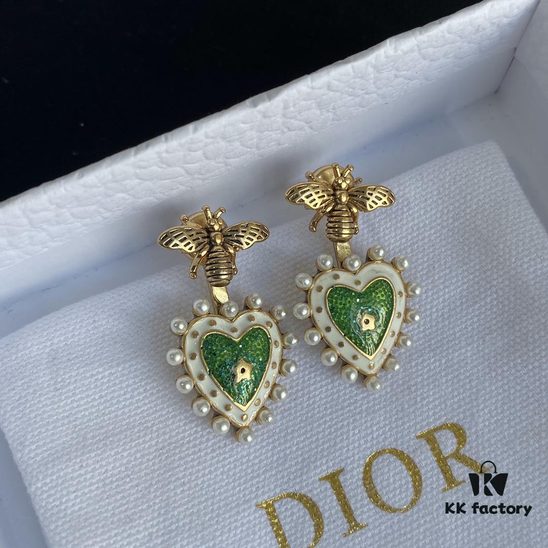 Dior Bee Pearl Stud Earrings with Hanging Star Design