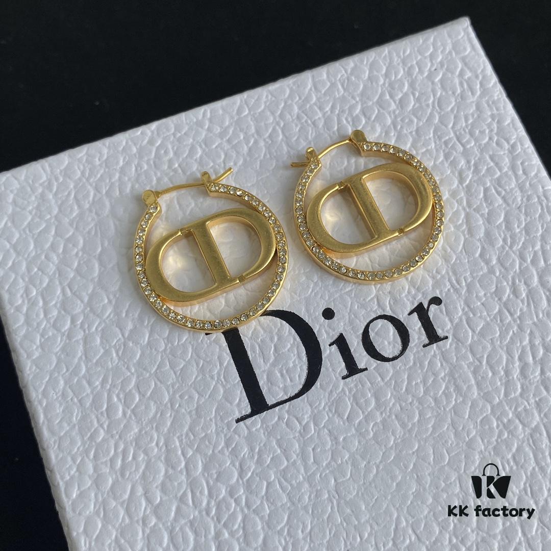 Dior New CD Full Diamond Stud Earrings ✨