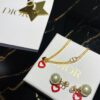 Dior CD Valentine's Day Limited Edition Openwork Heart Necklace and Stud Earrings with Tomato Red Enamel