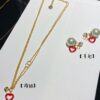 Dior CD Valentine's Day Limited Edition Openwork Heart Necklace and Stud Earrings with Tomato Red Enamel
