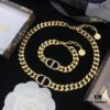 Dior New Style Letter Diamond-Paved Fashion Necklace and Bracelet