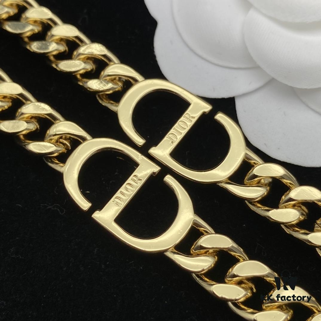 Dior New Style Letter Diamond-Paved Fashion Necklace and Bracelet