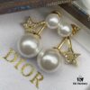 Dior New Star Pearl Diamond-Paved Elegant Vintage Stud Earrings