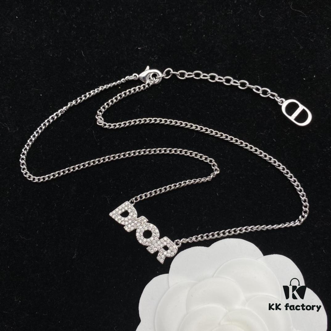 Dior New Diamond-Inlaid Letter Fashion Elegant Necklace