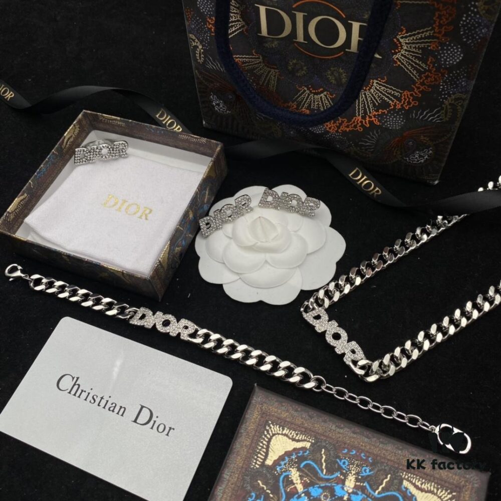 Dior Diamond-Studded Fashion Set with DIOR Lettering