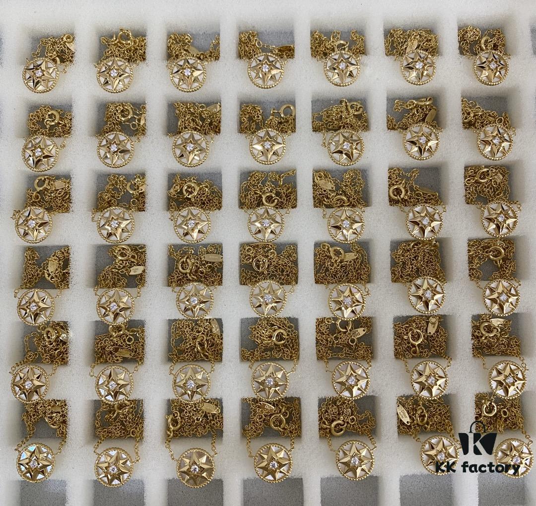 Dior Natural Mother-of-Pearl Necklace, Zp Original Steel Mold with Natural Agate, Ultra-Tight Seams, Hand-Set, Sterling Silver Electroplated with Mimijin