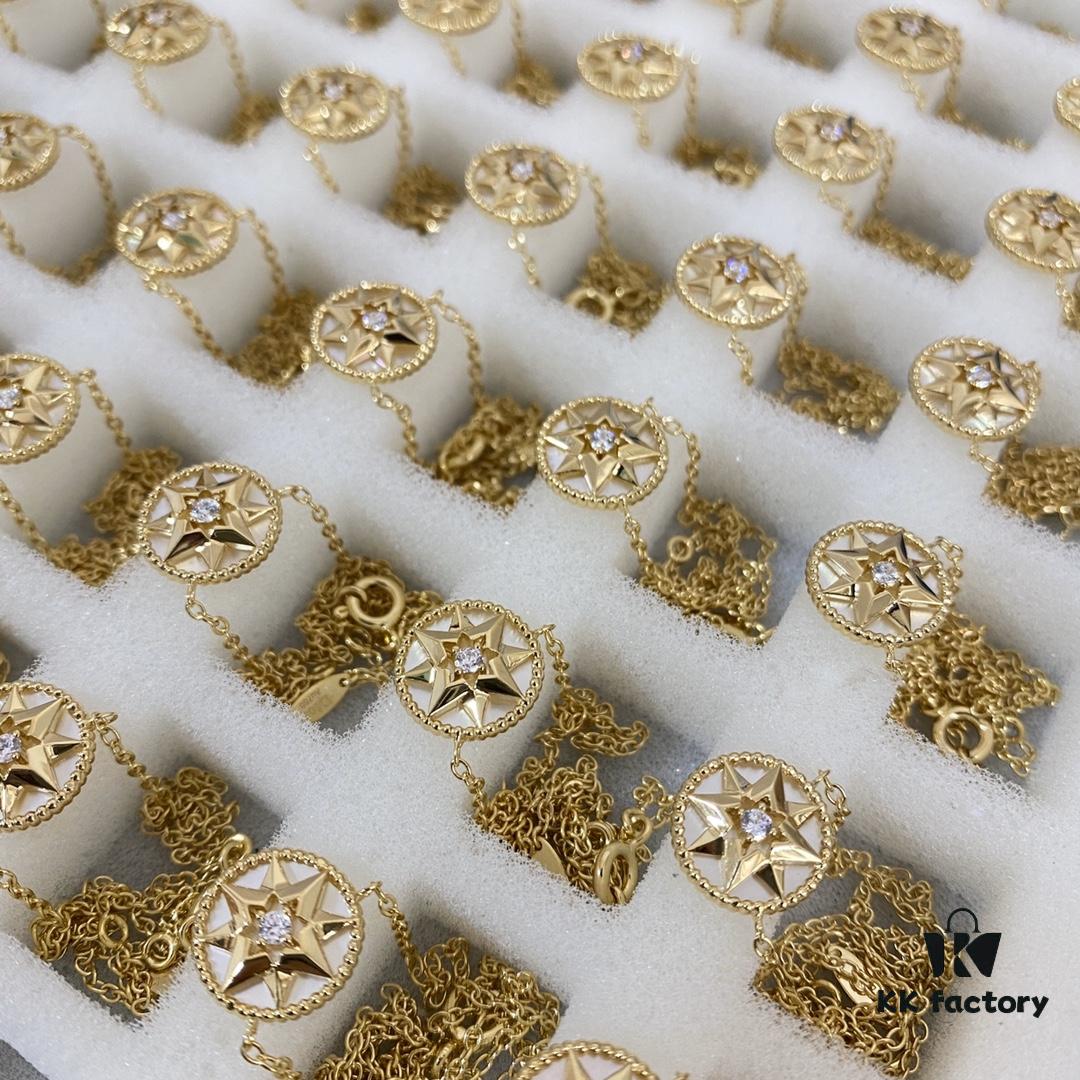 Dior Natural Mother-of-Pearl Necklace, Zp Original Steel Mold with Natural Agate, Ultra-Tight Seams, Hand-Set, Sterling Silver Electroplated with Mimijin