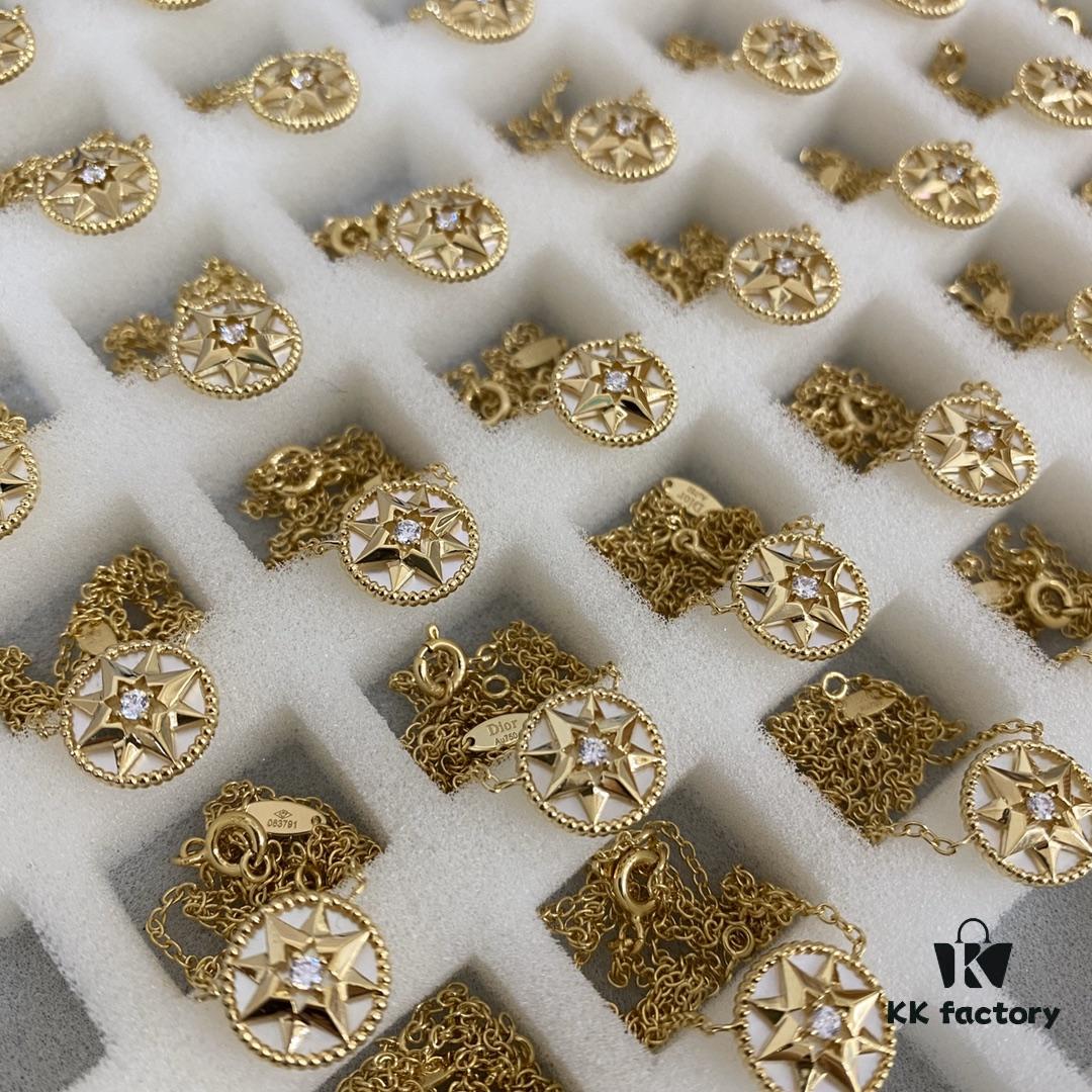 Dior Natural Mother-of-Pearl Necklace, Zp Original Steel Mold with Natural Agate, Ultra-Tight Seams, Hand-Set, Sterling Silver Electroplated with Mimijin