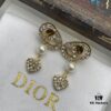 Dior New Letter Heart Pearl Diamond-Encrusted Vintage Tassel Stud Earrings
