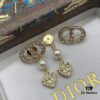 Dior New Letter Heart Pearl Diamond-Encrusted Vintage Tassel Stud Earrings