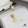 Dior New Letter Pearl Inlaid Diamond Elegant Vintage Stud Earrings