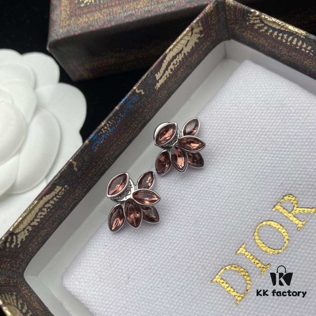 Dior New Petal-Style Diamond-Inlaid Elegant Retro Stud Earrings