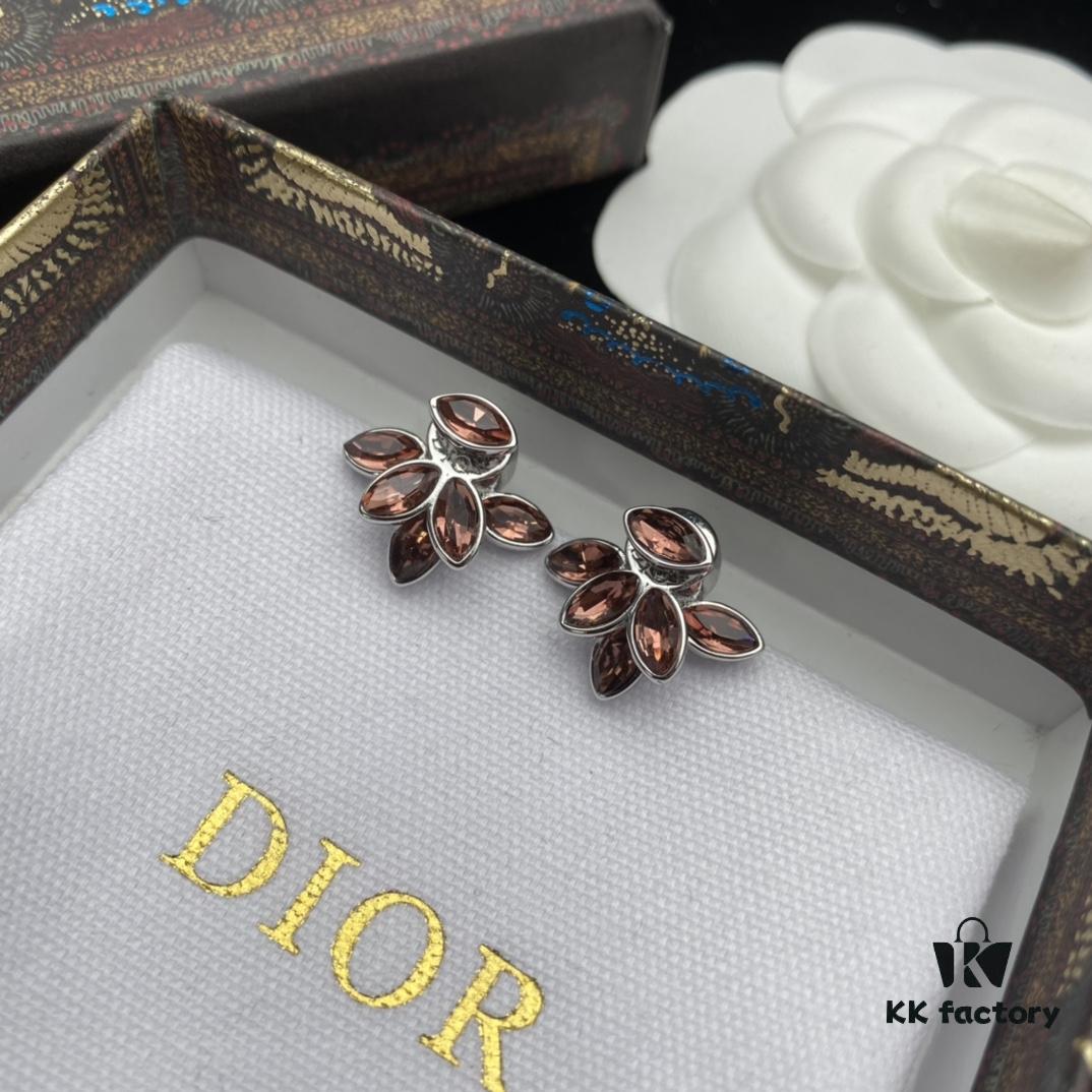 Dior New Petal-Style Diamond-Inlaid Elegant Retro Stud Earrings