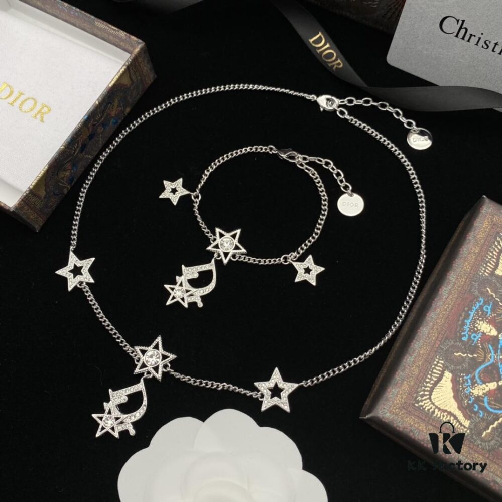 Dior New Style Letter Star Diamond-Paved Fashion Necklace and Bracelet